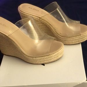 Aldo clear wedge heels